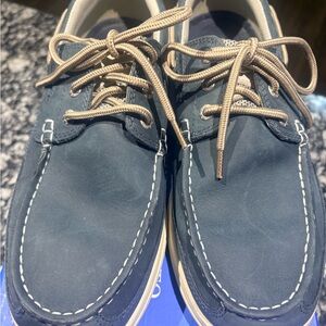 Dockers Navy Boat Shoes with Tan Laces